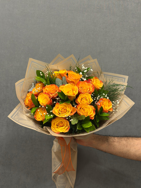 15 Turuncu Gül Buketi
