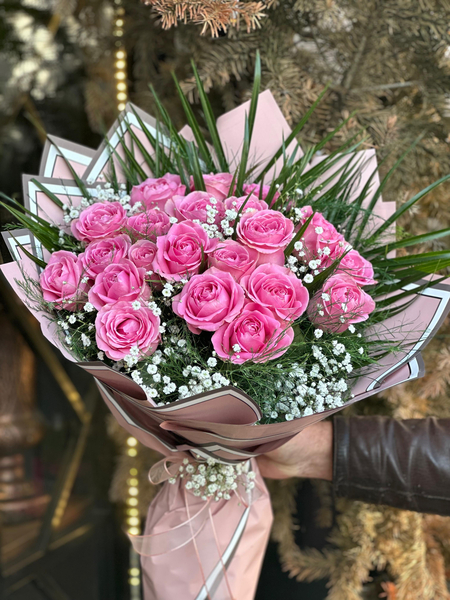 21 Pembe Gül Buketi