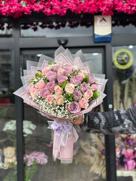 30 Açık Pembe & Lila Gül Buketi