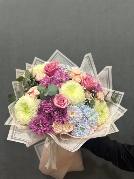 Pembe Gül, Çardak Gül & Kasımpatı Buketi